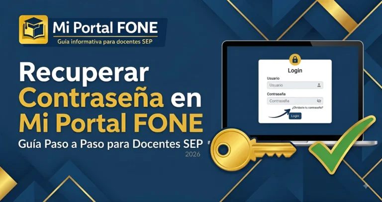 Cómo Recuperar Contraseña en Mi Portal FONE (Guía Paso a Paso 2026) 3 Recuperar contraseña en Mi Portal FONE – Guía para docentes SEP